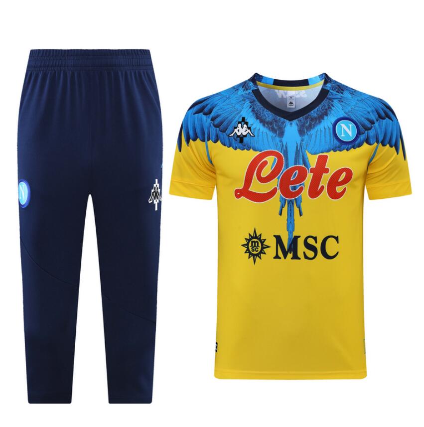 2021/22 Napoli Yellow Training Kits Capri Pants with Shirt